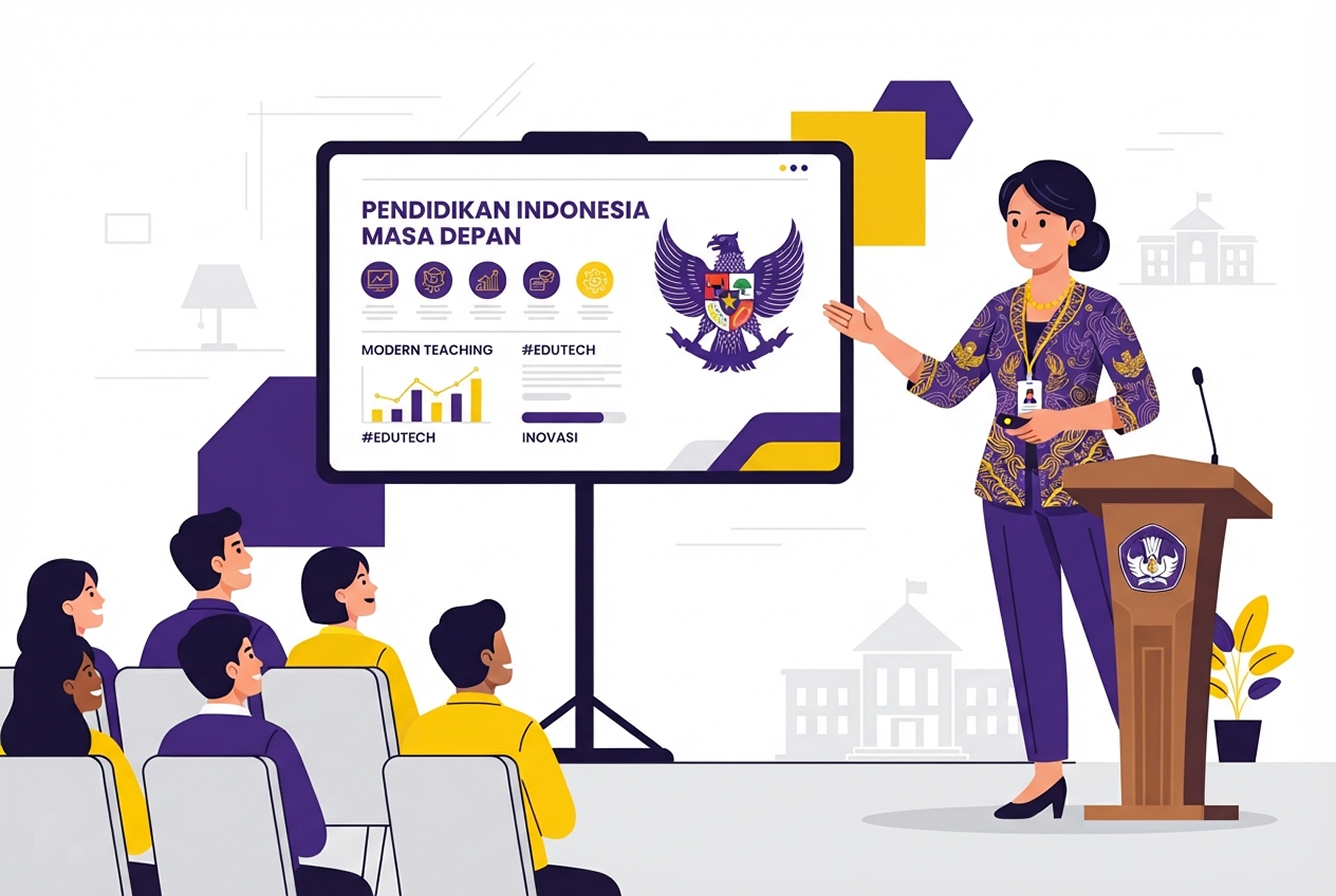 Ilustrasi dosen mengajar